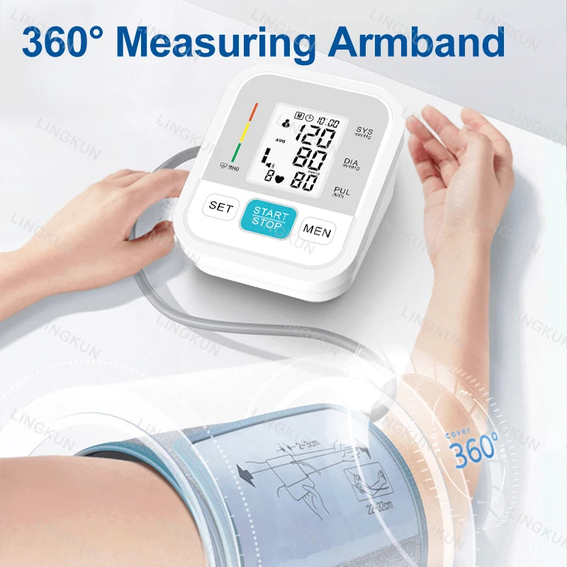 Digital Arm BP Monitor: Automatic Cuff & Heart Rate Sensor