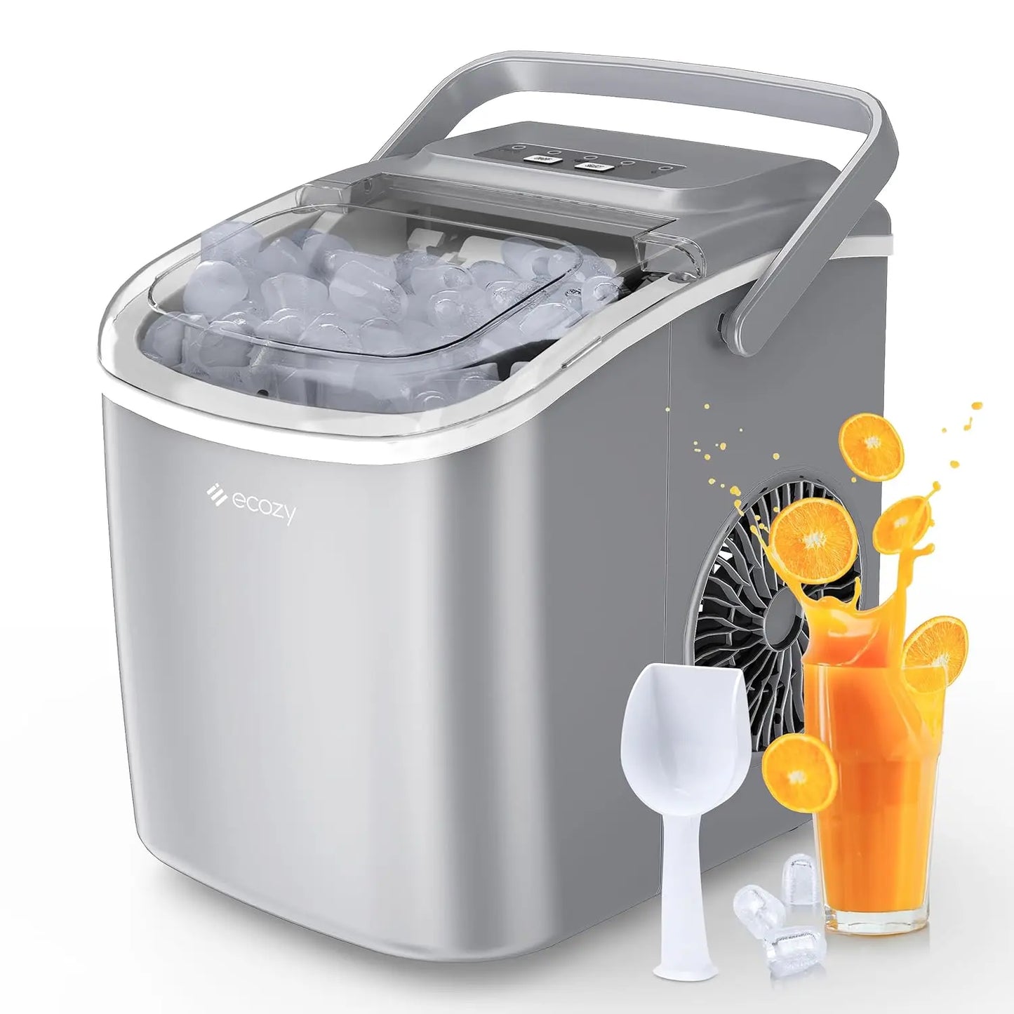 Portable Ice Maker - 9 Cubes in 6 Min, 26 Lbs/Day, Self-Cleaning