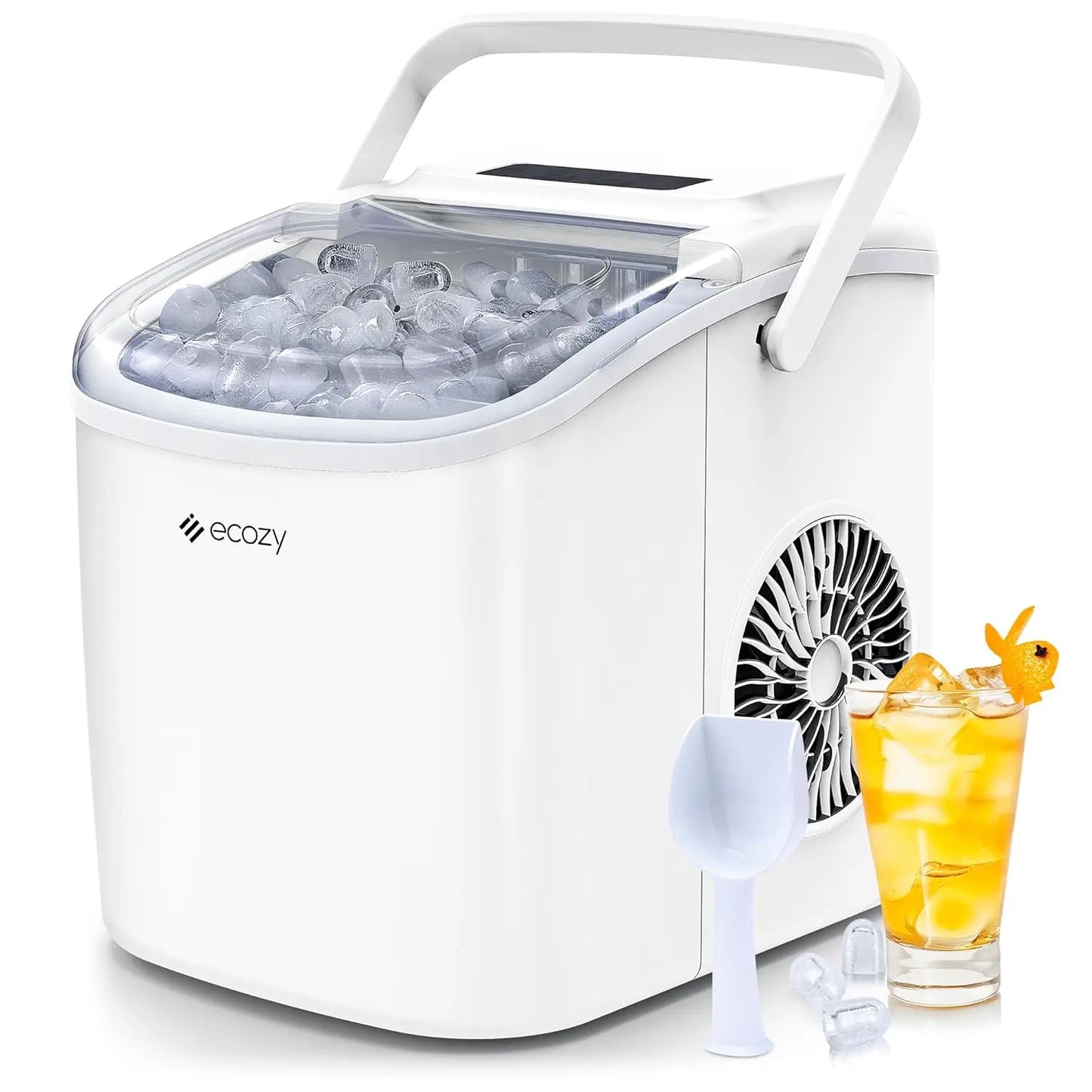 Portable Ice Maker - 9 Cubes in 6 Min, 26 Lbs/Day, Self-Cleaning