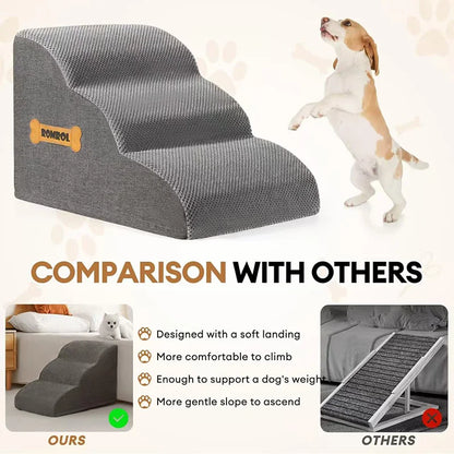 Detachable Pet Stairs, High-density Soft Sponge Dog Ramp Stairs, Ultra wide Anti Slip Steps, Suitable For High Beds Or Sofas