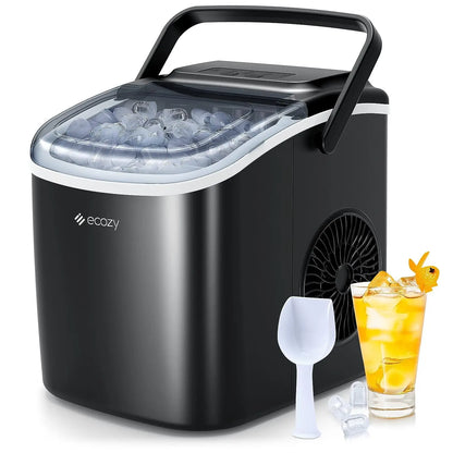 Portable Ice Maker - 9 Cubes in 6 Min, 26 Lbs/Day, Self-Cleaning