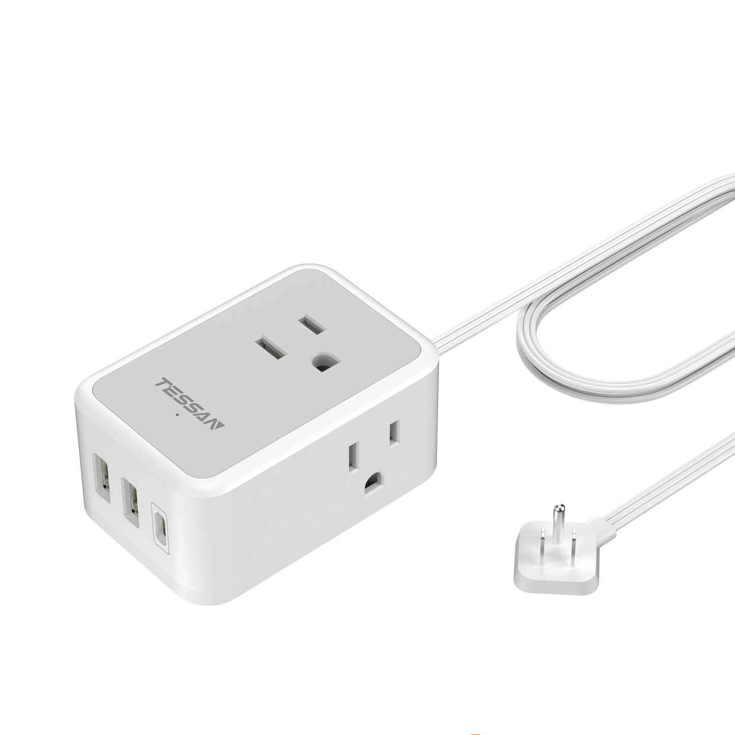 Ultra Thin Power Strip: 3 USB, 4 AC for Travel & Office